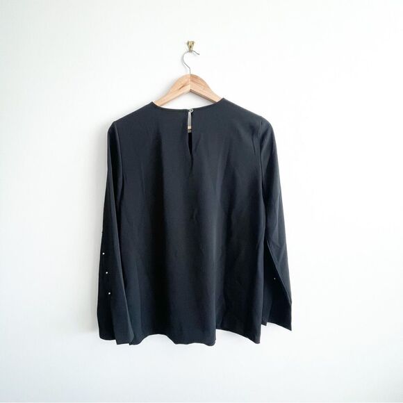 Calvin Klein Blouse Long Sleeve Black Studs Raglan Pullover Polyester Women's S - Picture 2 of 8